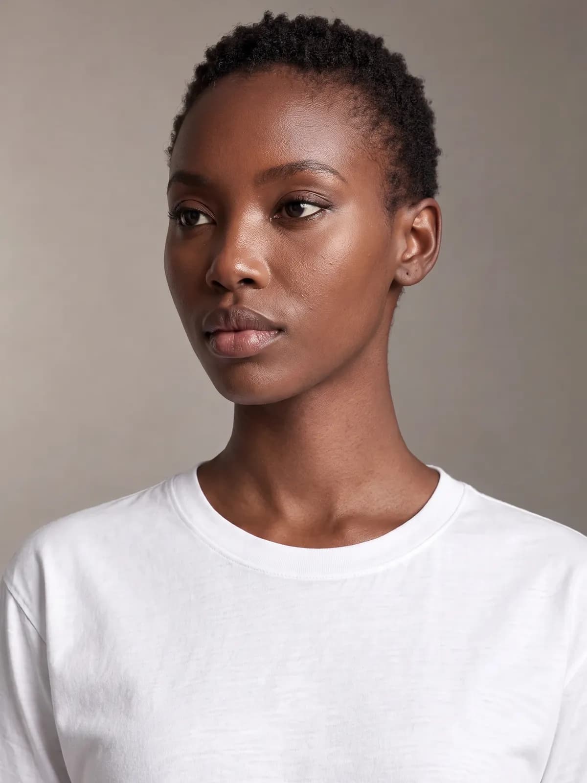 Portrait of Zola, looking past the camera, in soft side light